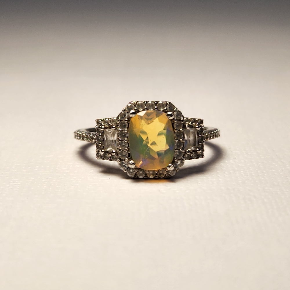 [On HOLD/repair] Sizeable Real/Natural Ethiopian Opal 925 Silver Ring Sz 8 - Picture 9 of 16
